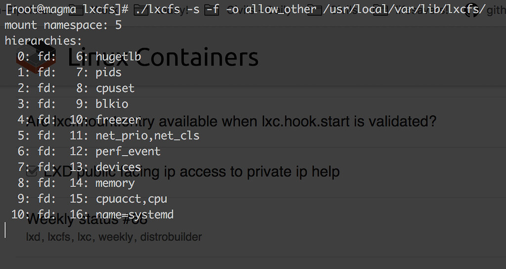 Unable to setup lxcfs on RHEL 7.5 LXCFS Linux Containers Forum