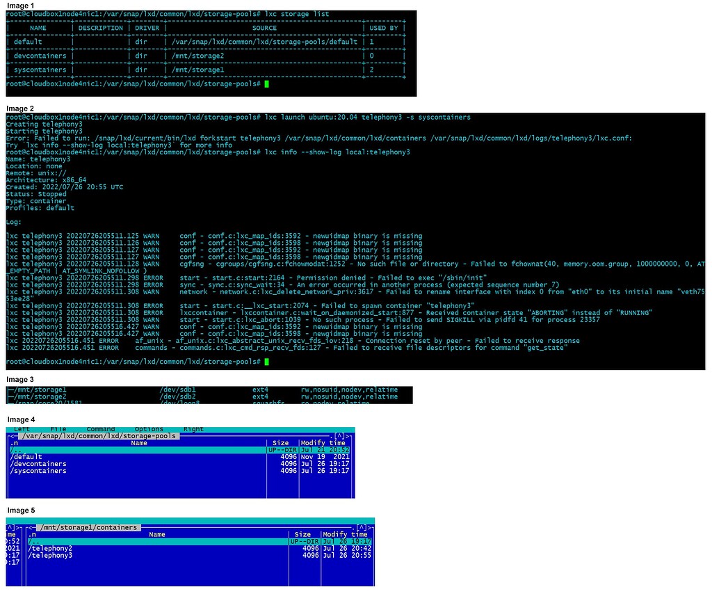 Having trouble creating a container in a second storage pool