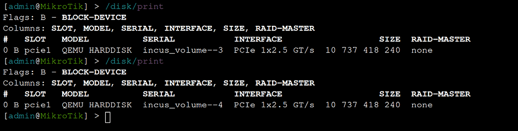 MikroTik ROSE Storage seems to needs one Controller for each Disk ...
