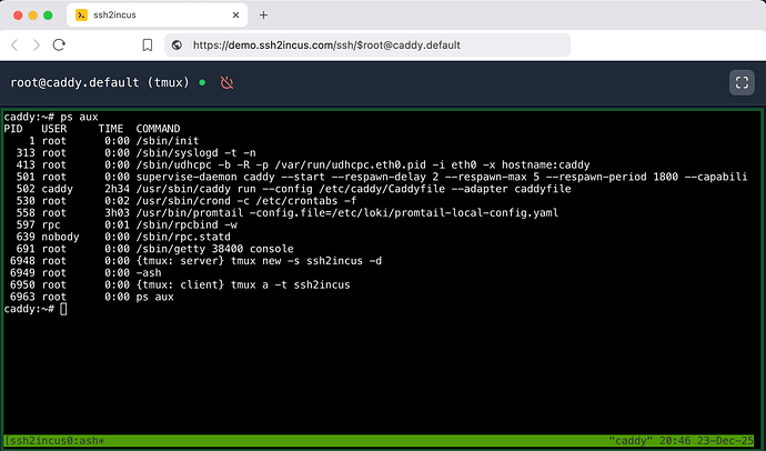 ssh2incus-tmux